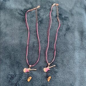 Authentic Disney Hanna Montana 925 Guitar Pendant Cord Necklaces